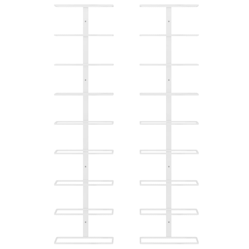 vidaXL Ραφιέρες Κρασιών Τοίχου για 9 Φιάλες 2 τεμ. Λευκές Σιδερένιες