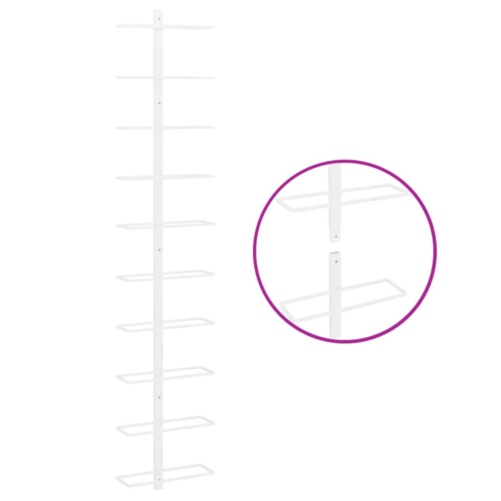 vidaXL Ραφιέρα Κρασιών Τοίχου για 10 Φιάλες Λευκή Μεταλλική