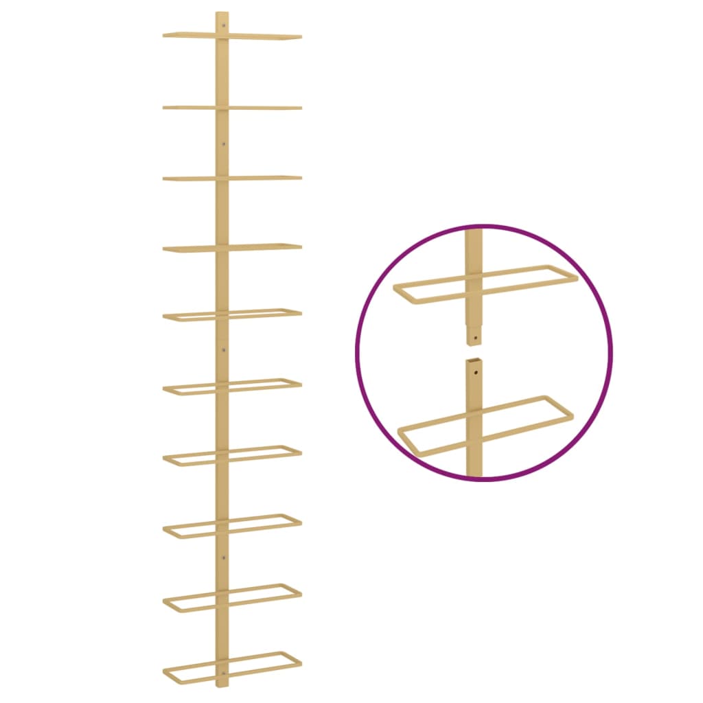 vidaXL Ραφιέρα Κρασιών Τοίχου για 10 Φιάλες Χρυσή Μεταλλική