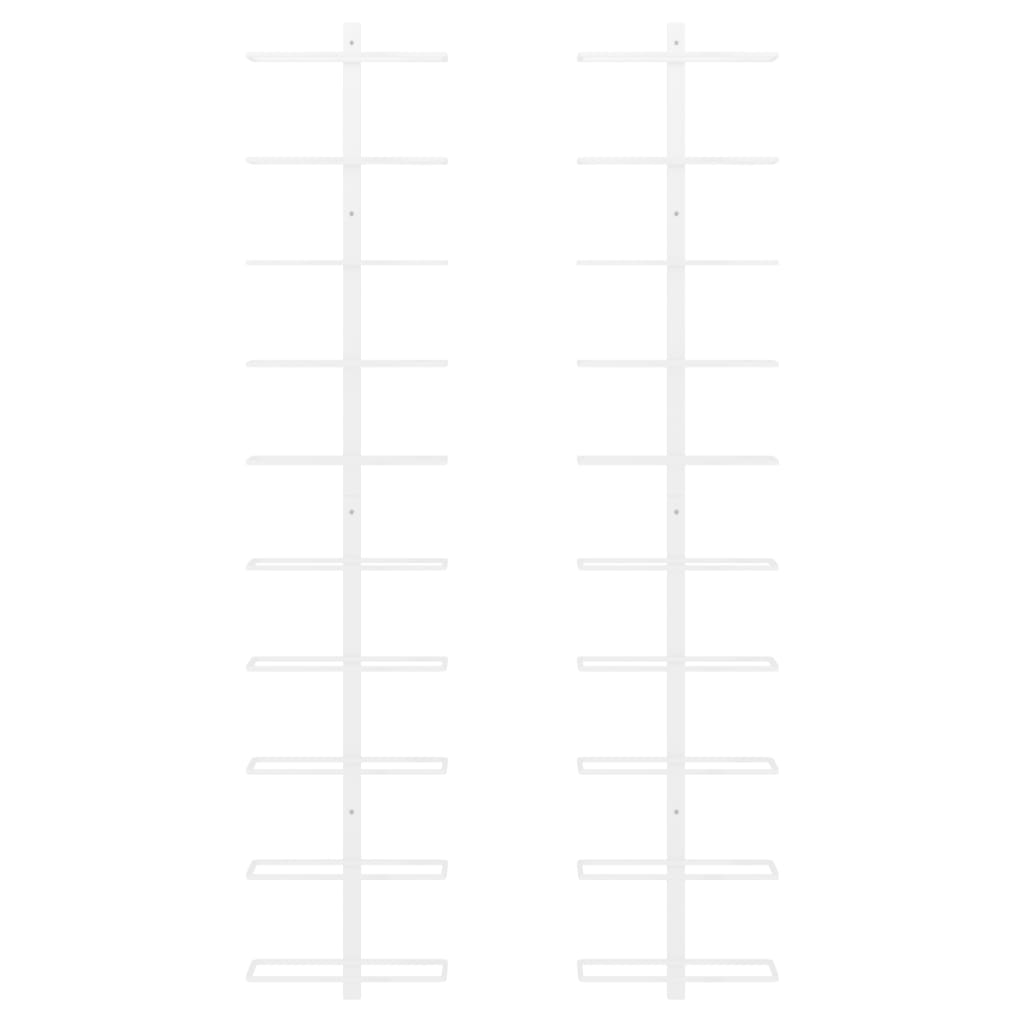 vidaXL Ραφιέρες Κρασιών Τοίχου για 10 Φιάλες 2 τεμ. Λευκές Μεταλλικές