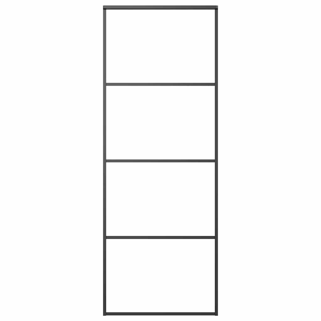 vidaXL Συρόμενη Πόρτα Μαύρη Αμμοβολή 76 x 205 εκ. Γυαλί ESG/Αλουμίνιο