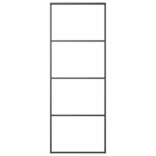 vidaXL Συρόμενη Πόρτα Μαύρη Αμμοβολή 76 x 205 εκ. Γυαλί ESG/Αλουμίνιο