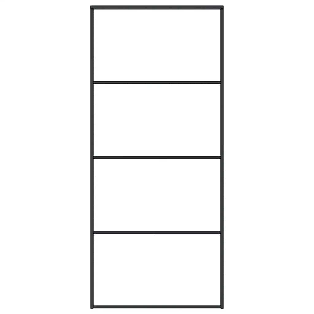 vidaXL Συρόμενη Πόρτα Μαύρη Αμμοβολή 90 x 205 εκ. Γυαλί ESG/Αλουμίνιο