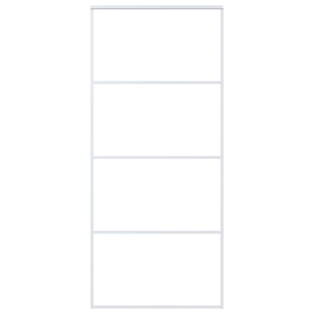 vidaXL Συρόμενη Πόρτα Λευκή Αμμοβολή 90x205 εκ. Γυαλί ESG/Αλουμίνιο