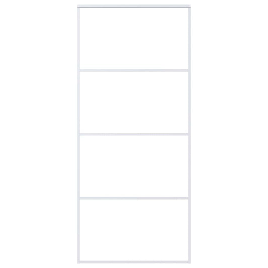 vidaXL Συρόμενη Πόρτα Λευκή Αμμοβολή 90x205 εκ. Γυαλί ESG/Αλουμίνιο