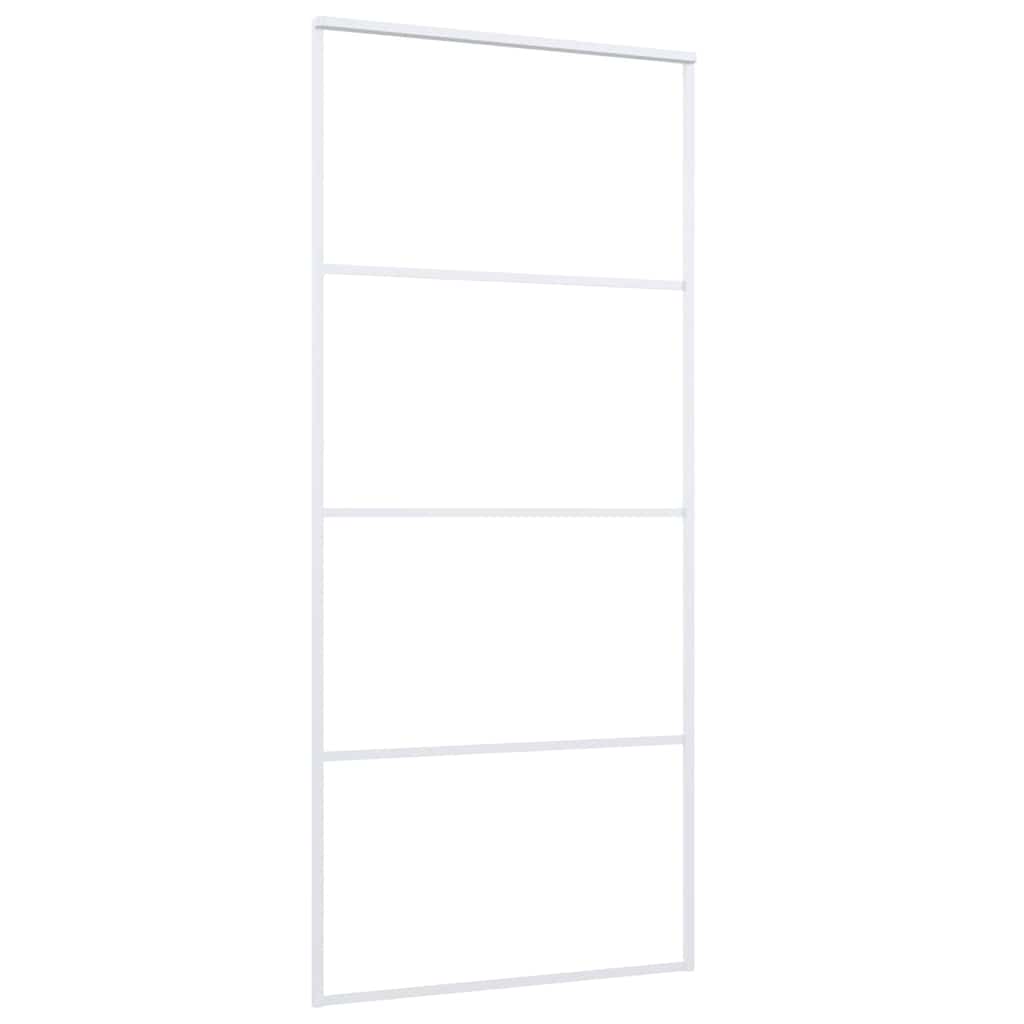 vidaXL Συρόμενη Πόρτα Λευκή Αμμοβολή 90x205 εκ. Γυαλί ESG/Αλουμίνιο