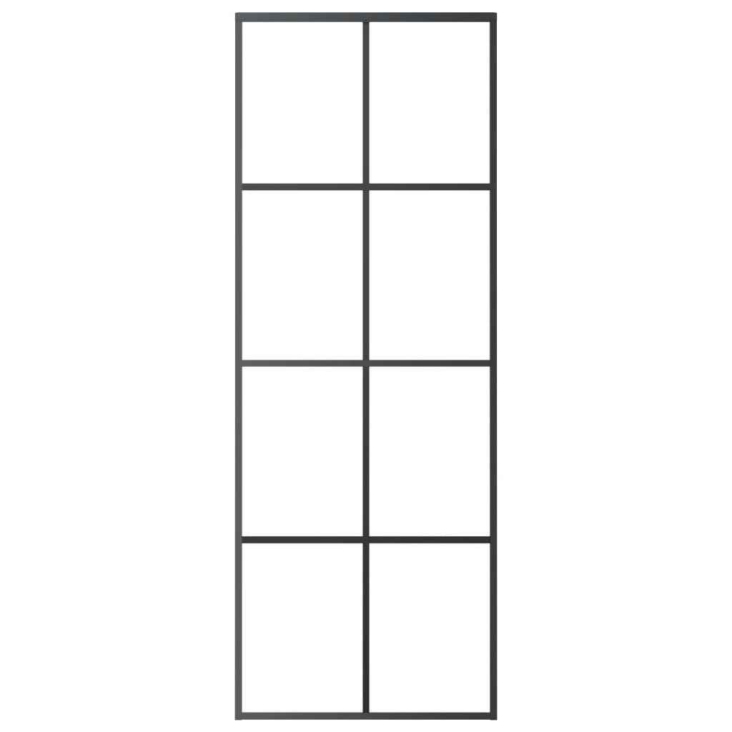 vidaXL Συρόμενη Πόρτα Μαύρη 76 x 205 εκ. από Γυαλί ESG και Αλουμίνιο