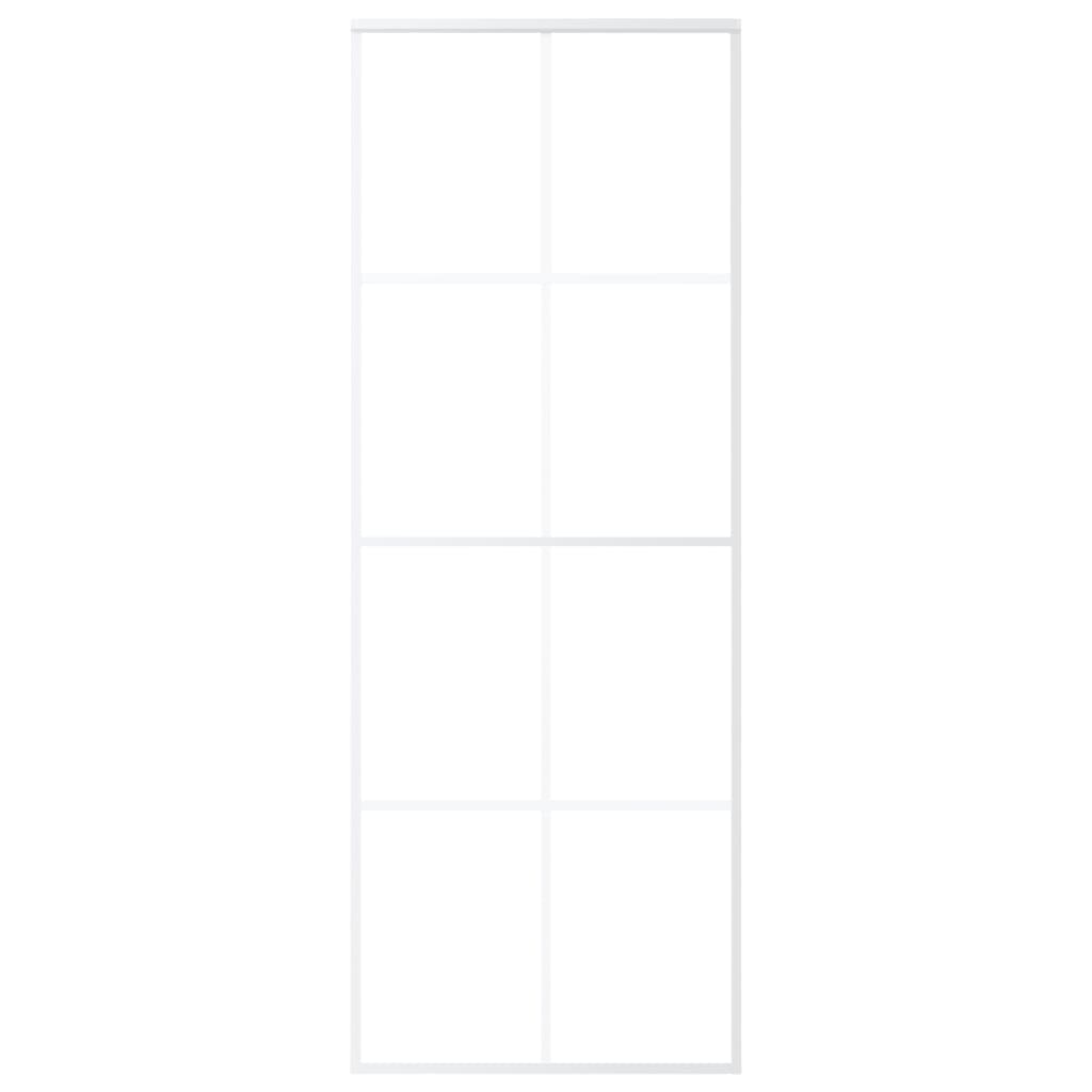 vidaXL Συρόμενη Πόρτα Λευκή Αμμοβολή 76 x 205 εκ. Γυαλί ESG/Αλουμίνιο