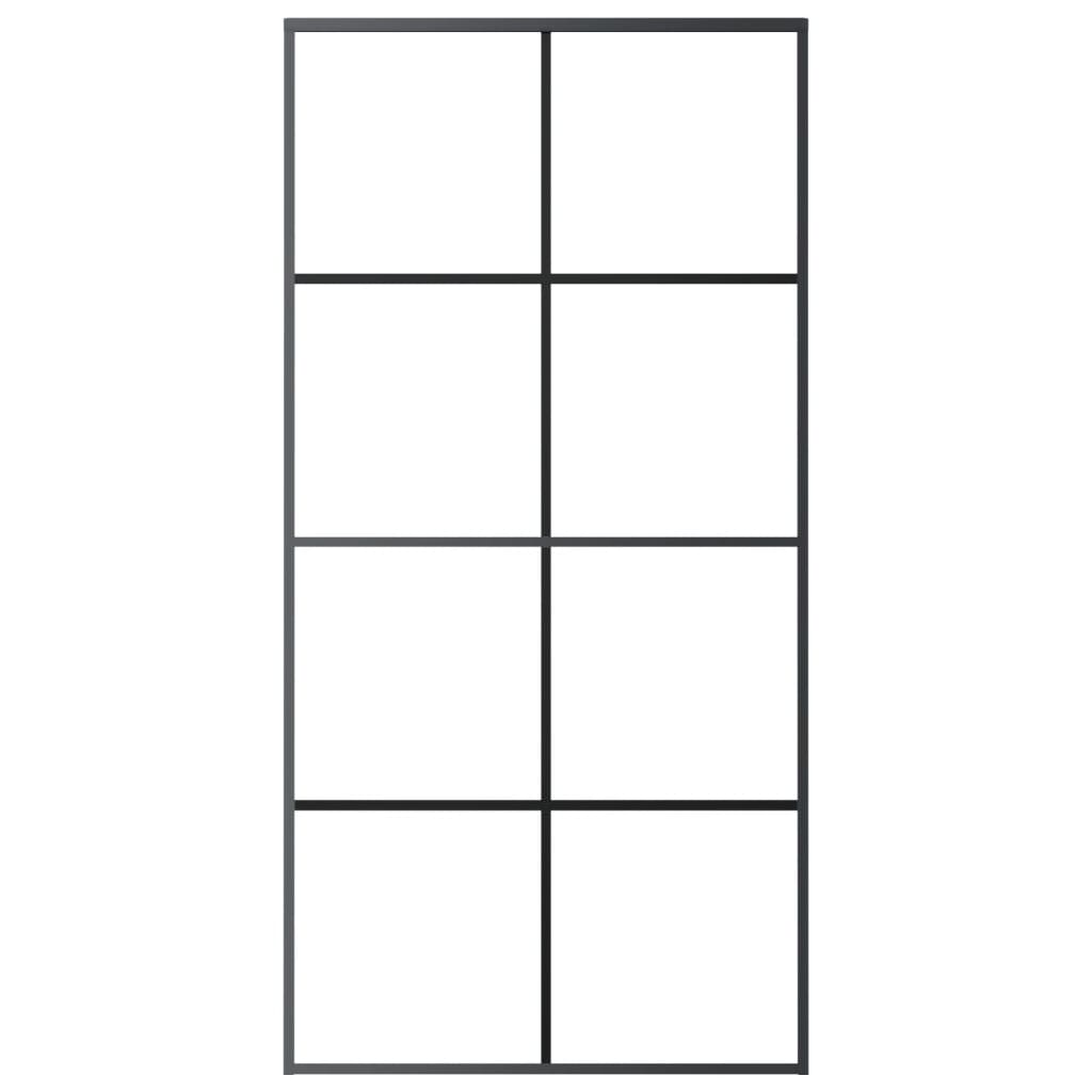 vidaXL Συρόμενη Πόρτα Μαύρη 102,5 x 205 εκ. από Γυαλί ESG & Αλουμίνιο