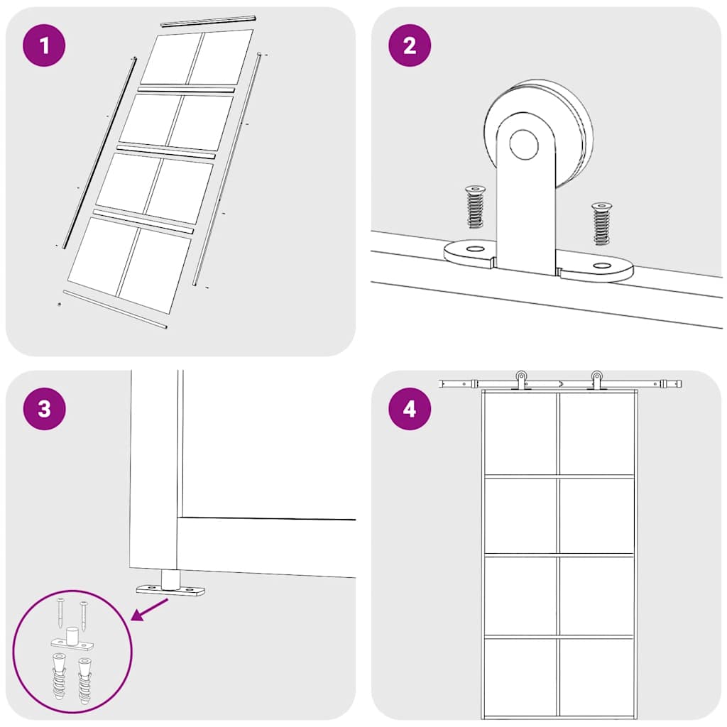 vidaXL Συρόμενη Πόρτα Μαύρη 102,5 x 205 εκ. από Γυαλί ESG & Αλουμίνιο