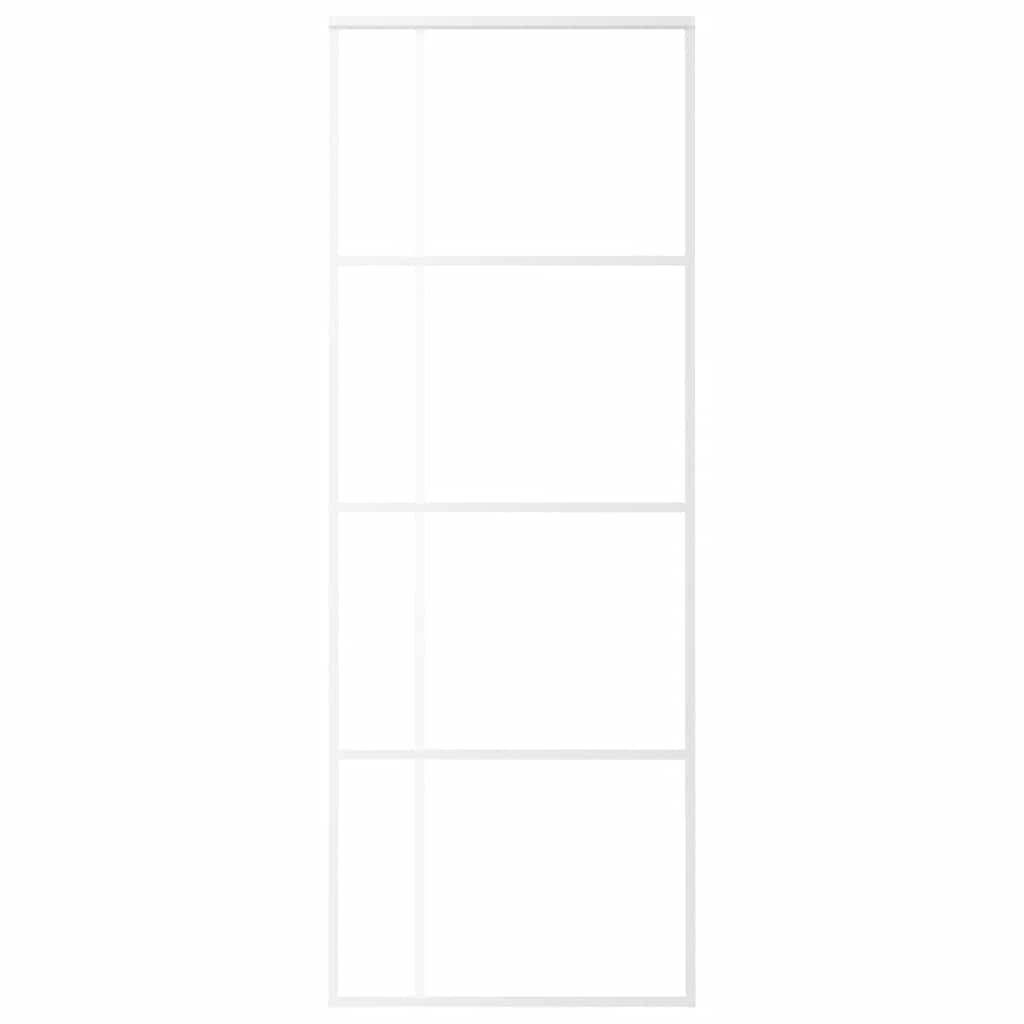 vidaXL Συρόμενη Πόρτα Λευκή Αμμοβολή 76 x 205 εκ. Γυαλί ESG/Αλουμίνιο