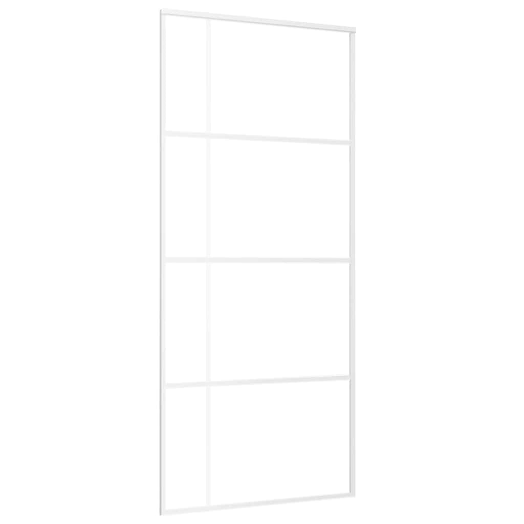 vidaXL Συρόμενη Πόρτα Λευκή Αμμοβολή 90 x 205 εκ. Γυαλί ESG/Αλουμίνιο