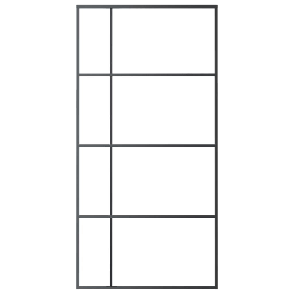 vidaXL Συρόμενη Πόρτα Μαύρη Αμμοβολή 102,5x205 εκ. Γυαλί ESG/Αλουμίνιο