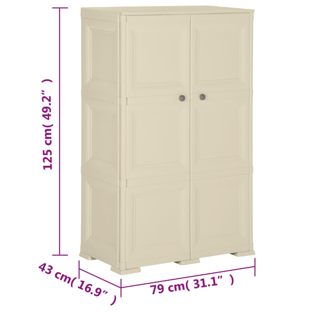 vidaXL Πλαστικό Ντουλάπι Angora Λευκό 79 x 43 x 125εκ. με Σχέδιο Ξύλου