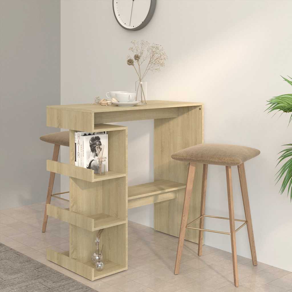 vidaXL Τραπέζι Μπαρ με Ράφια Sonoma Δρυς 100x50x101,5 εκ. Επεξ. Ξύλο