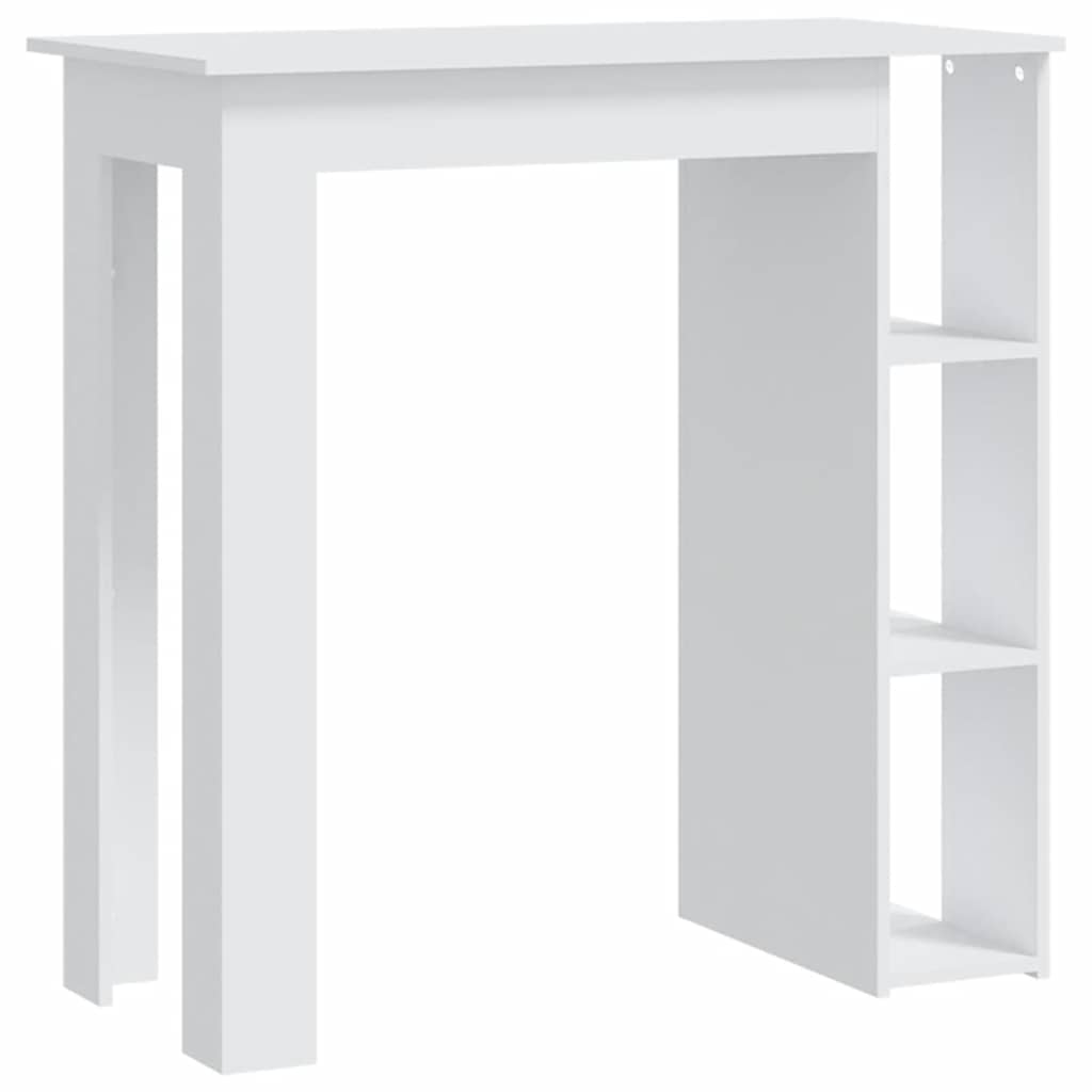 vidaXL Τραπέζι Μπαρ με Ράφια Λευκό 102 x 50 x 103,5 εκ.από Επεξ. Ξύλο