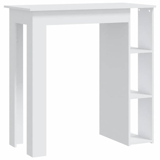 vidaXL Τραπέζι Μπαρ με Ράφια Λευκό 102 x 50 x 103,5 εκ.από Επεξ. Ξύλο