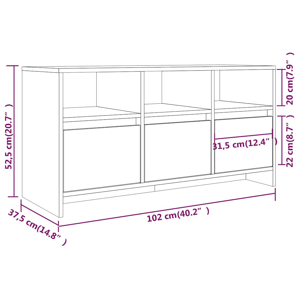 vidaXL Έπιπλο Τηλεόρασης Λευκό 102 x 37,5 x 52,5 εκ. από Επεξ. Ξύλο
