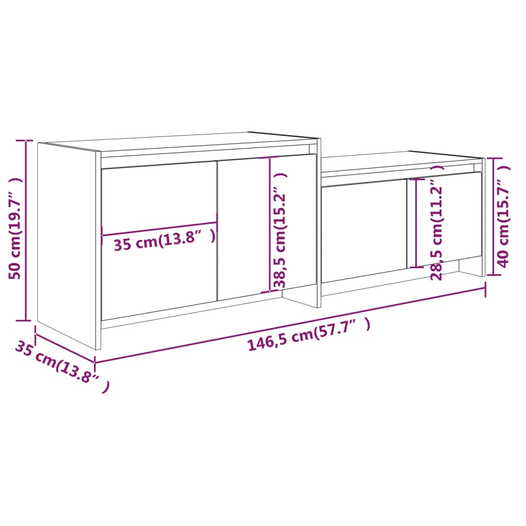 vidaXL Έπιπλο Τηλεόρασης Τοίχου Λευκό 146,5 x 35 x 50 εκ. Επεξ. Ξύλο