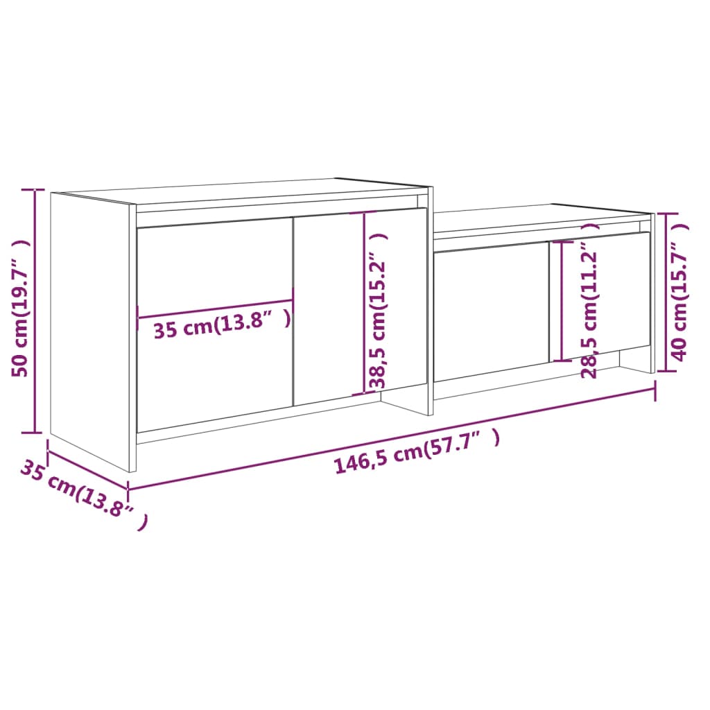 vidaXL Έπιπλο Τηλεόρασης Γκρι Σκυρ. 146,5x35x50 εκ. Επεξ. Ξύλο