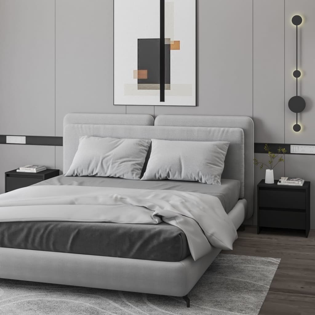 vidaXL Κομοδίνα 2 τεμ. Μαύρα 45 x 34,5 x 44,5 εκ. από Μοριοσανίδα