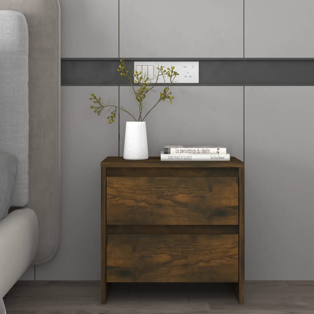 vidaXL Κομοδίνα 2 τεμ. Καπνιστή Δρυς 45x34,5x44,5 εκ. από Επεξ. Ξύλο