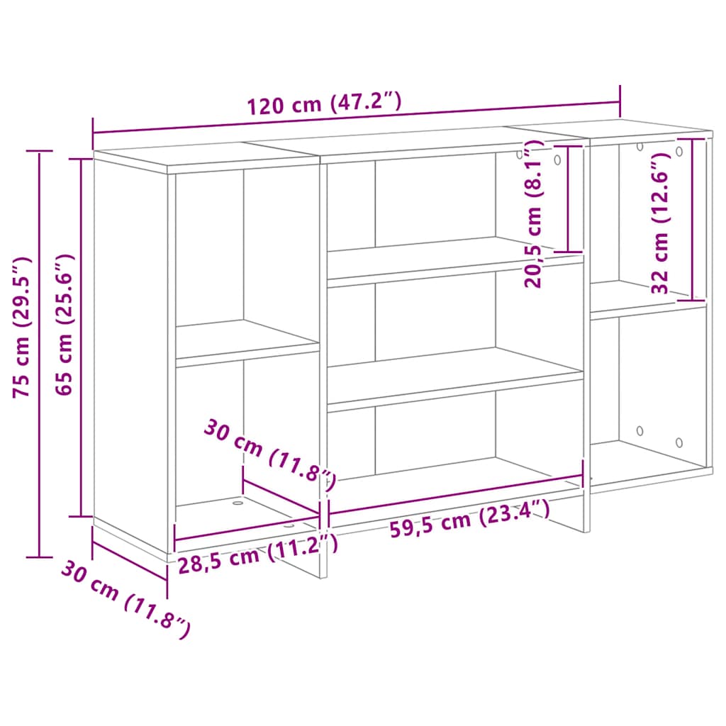 vidaXL Ντουλάπι Καπνιστή Δρυς 120x30x75 εκ. από Επεξεργασμένο Ξύλο