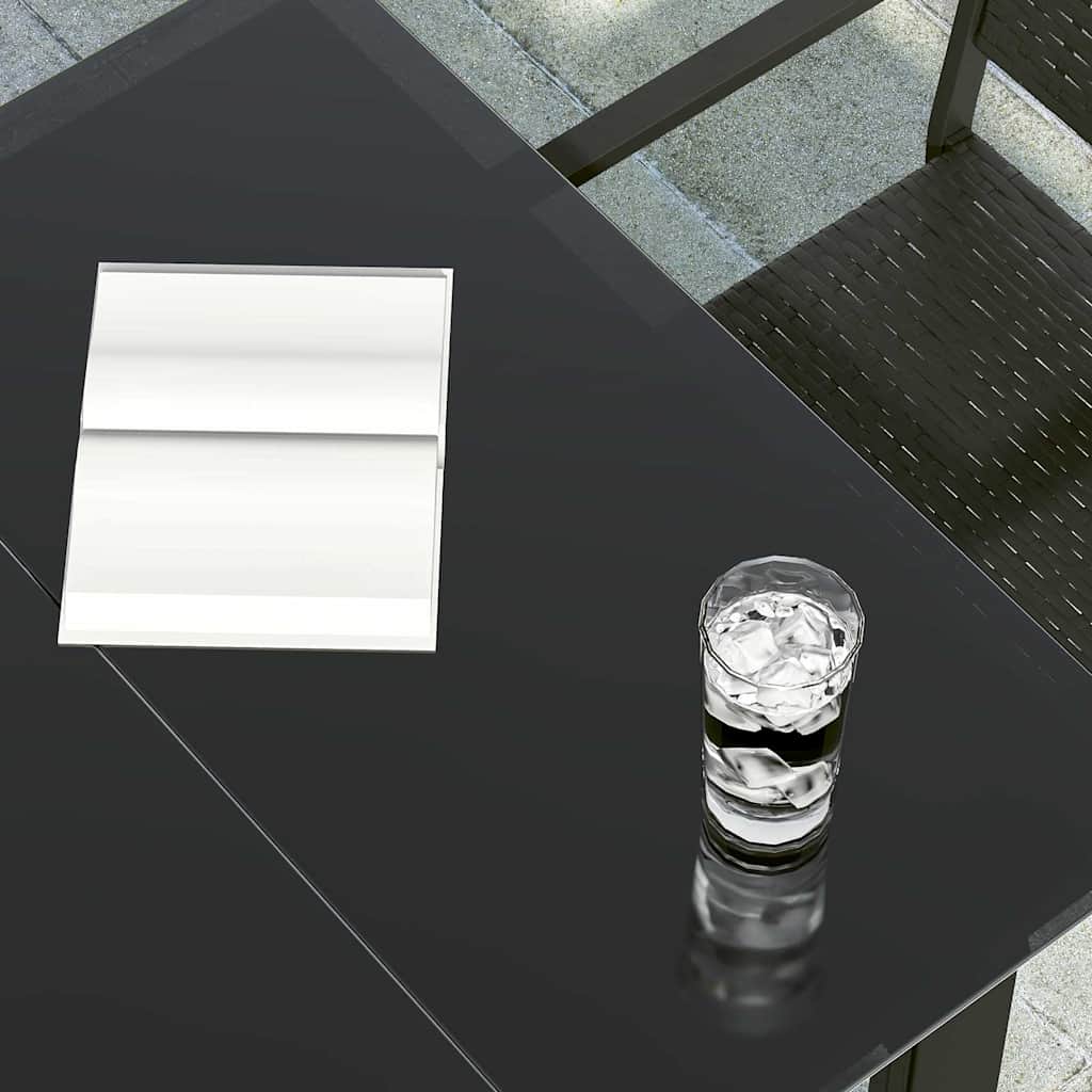 vidaXL Τραπεζαρία Κήπου Μαύρη 80 x 80 x 74 εκ. από Ατσάλι / Γυαλί
