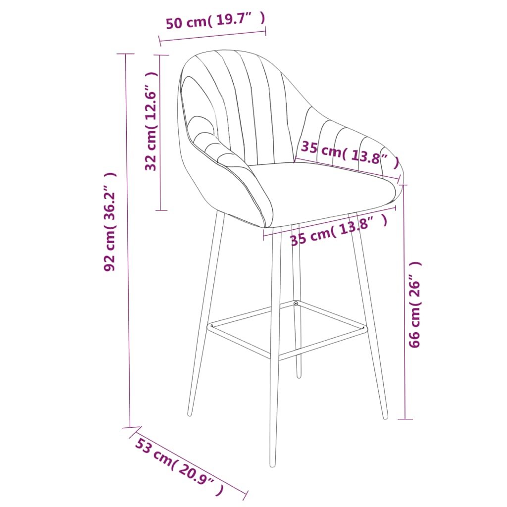 vidaXL Σκαμπό Μπαρ 2 τεμ. Ανοιχτό Καφέ από Συνθετικό Δέρμα