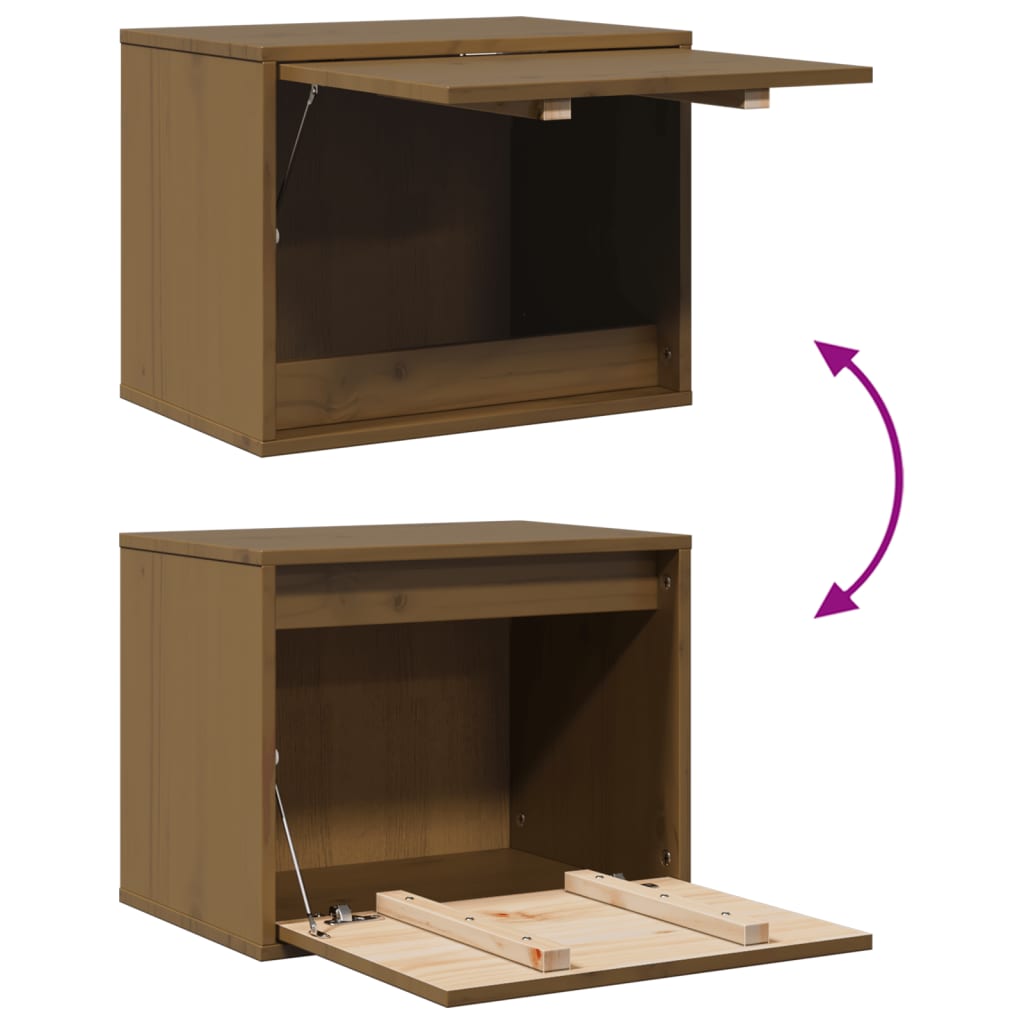 vidaXL Ντουλάπι Τοίχου Καφέ Μελί 45 x 30 x 35 εκ. Μασίφ Ξύλο Πεύκου