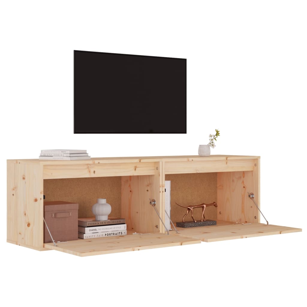 vidaXL Ντουλάπια Τοίχου 2 τεμ. 60 x 30 x 35 εκ. από Μασίφ Ξύλο Πεύκου