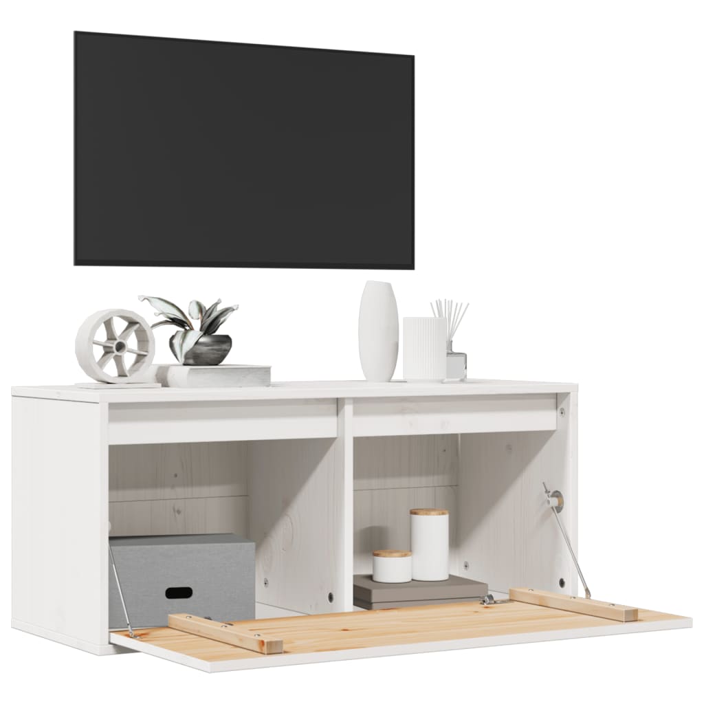 vidaXL Ντουλάπι Τοίχου Λευκό 80 x 30 x 35 εκ. από Μασίφ Ξύλο Πεύκου