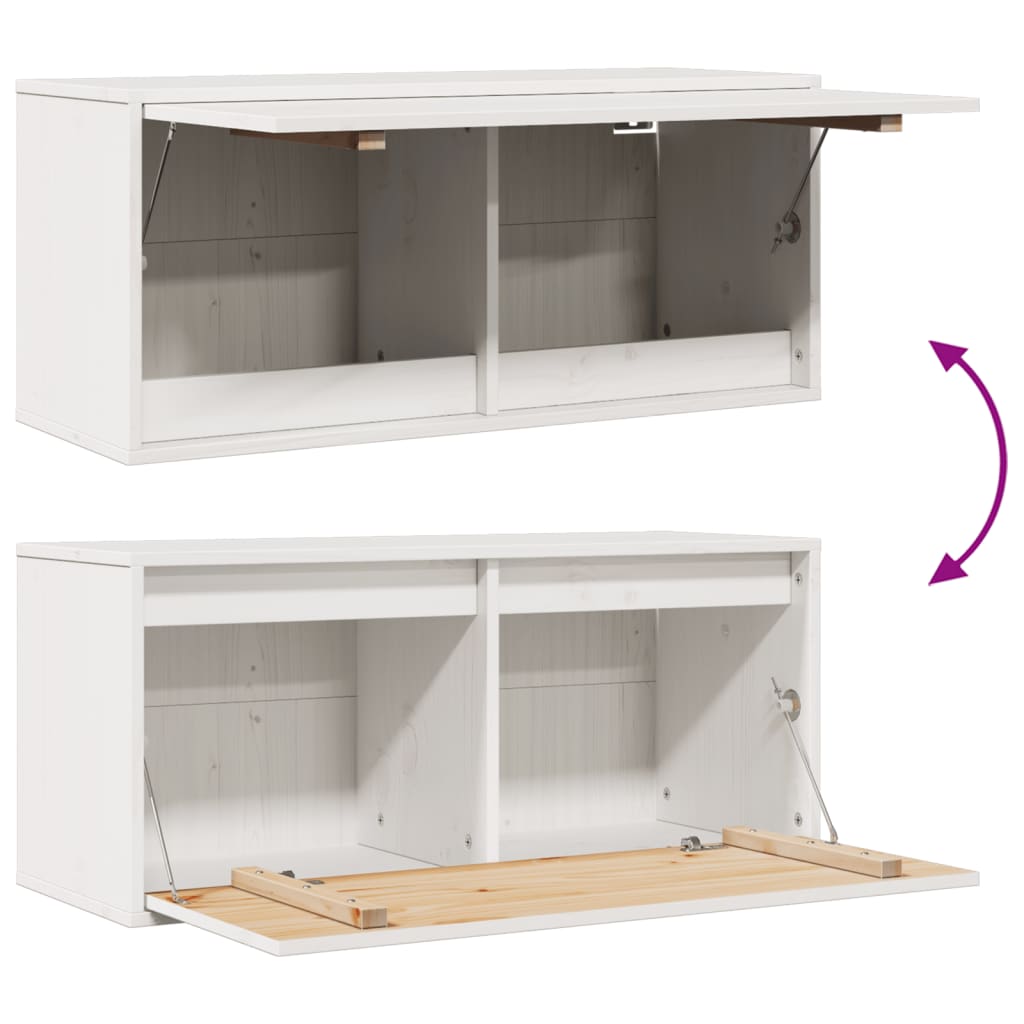 vidaXL Ντουλάπι Τοίχου Λευκό 80 x 30 x 35 εκ. από Μασίφ Ξύλο Πεύκου