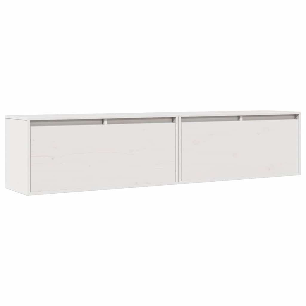 vidaXL Ντουλάπια Τοίχου 2 τεμ. Λευκά 80x30x35 εκ από Μασίφ Ξύλο Πεύκου