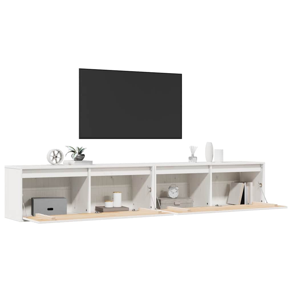 vidaXL Ντουλάπια Τοίχου 2 τεμ. Λευκά 100x30x35 εκ. Μασίφ Ξύλο Πεύκου