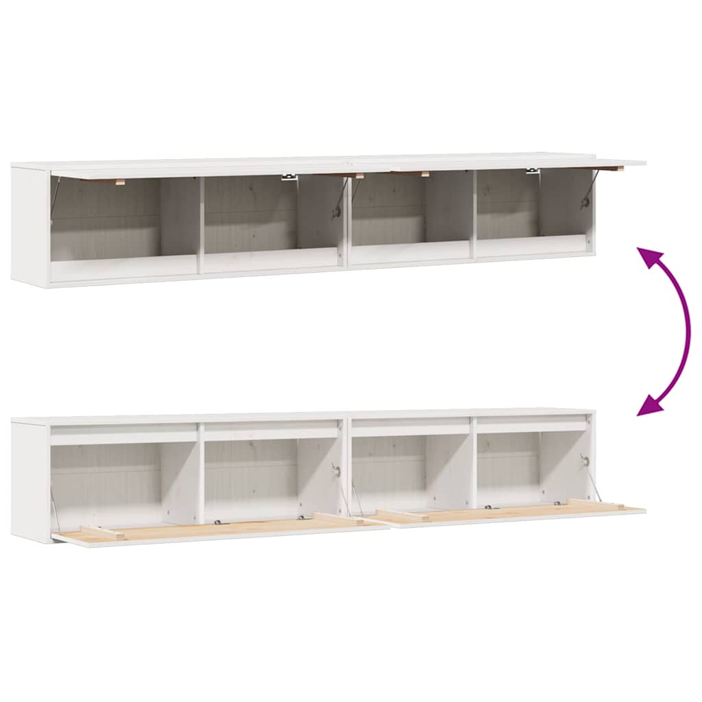 vidaXL Ντουλάπια Τοίχου 2 τεμ. Λευκά 100x30x35 εκ. Μασίφ Ξύλο Πεύκου