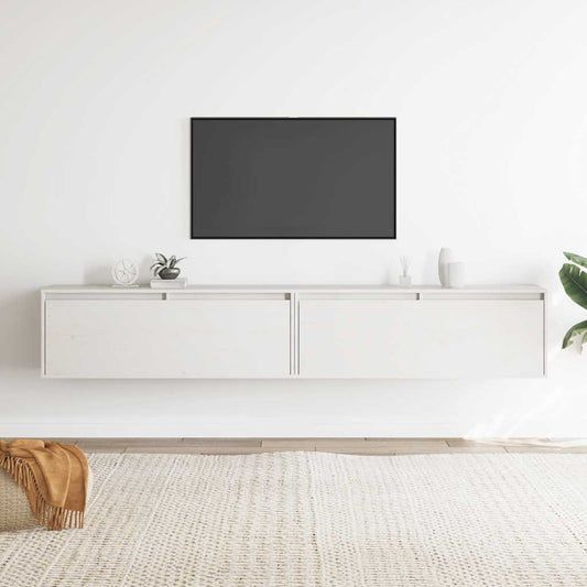 vidaXL Ντουλάπια Τοίχου 2 τεμ. Λευκά 100x30x35 εκ. Μασίφ Ξύλο Πεύκου