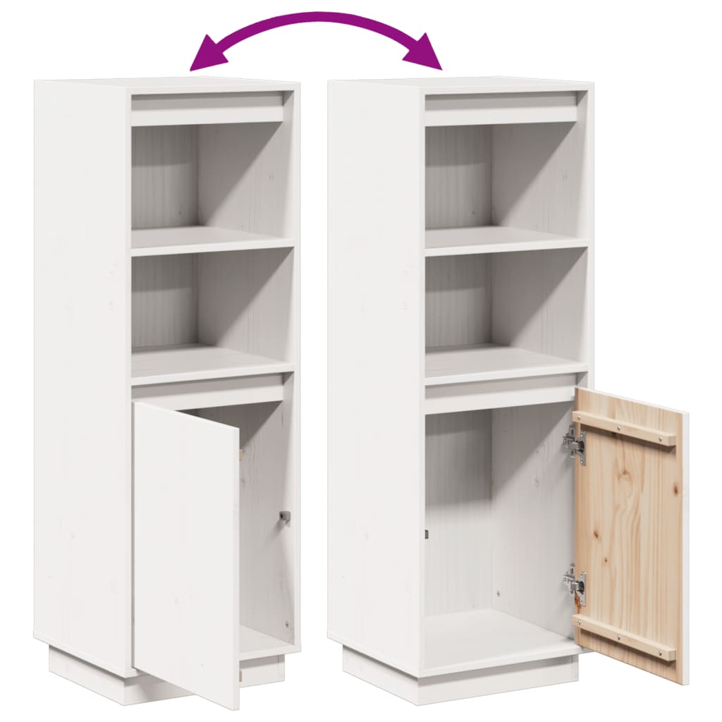 vidaXL Ντουλάπι Ψηλό Λευκό 37 x 34 x 110 εκ. από Μασίφ Ξύλο Πεύκου