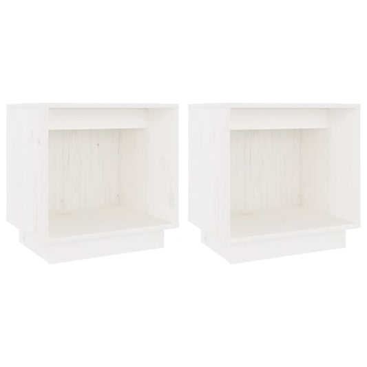 vidaXL Κομοδίνα 2 τεμ. Λευκά 40 x 30 x 40 εκ. από Μασίφ Ξύλο Πεύκου