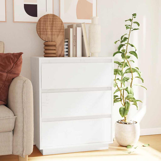 vidaXL Συρταριέρα Λευκή 60 x 34 x 75 εκ. από Μασίφ Ξύλο Πεύκου