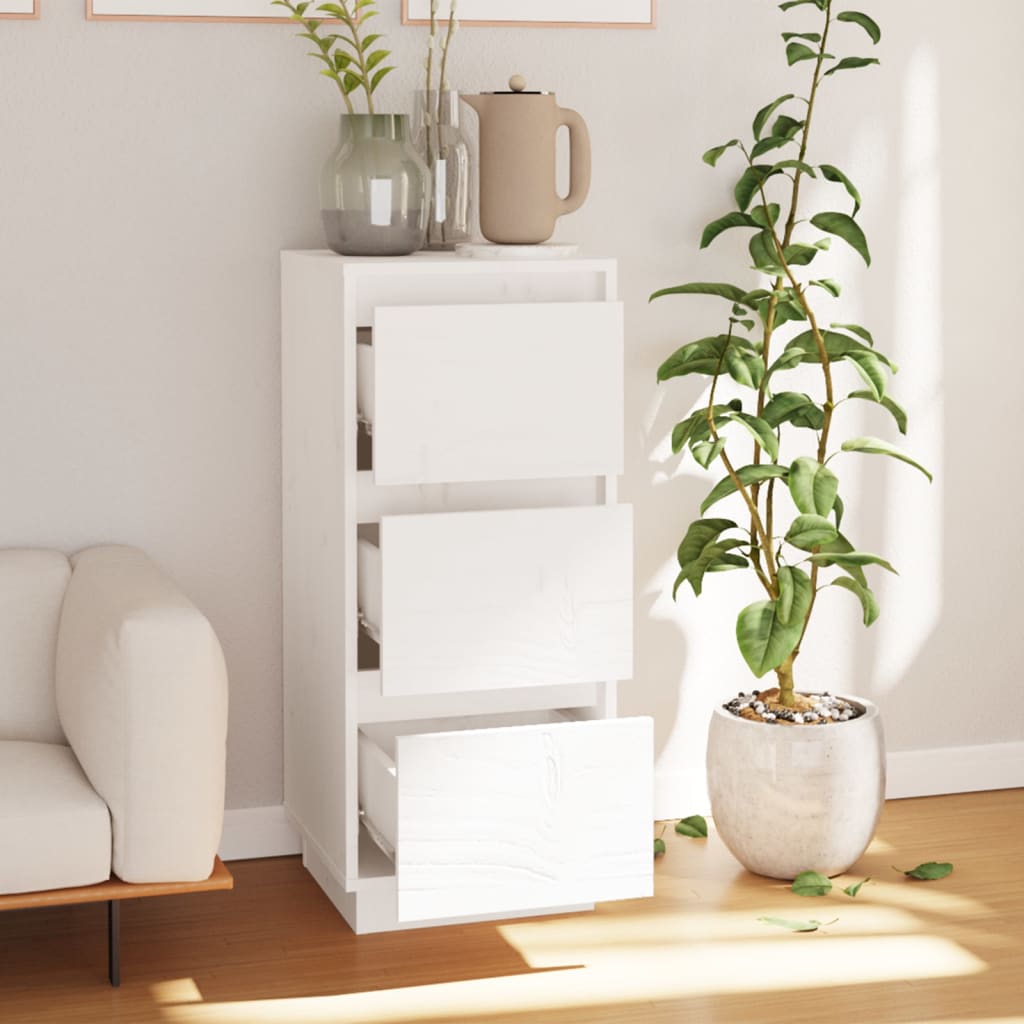 vidaXL Συρταριέρα Λευκή 32 x 34 x 75 εκ. από Μασίφ Ξύλο Πεύκου