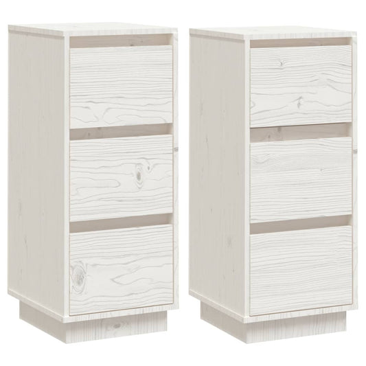 vidaXL Συρταριέρες 2 τεμ. Λευκές 32x34x75 εκ. από Μασίφ Ξύλο Πεύκου