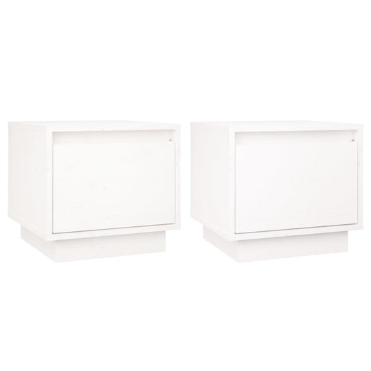 vidaXL Κομοδίνα 2 τεμ. Λευκά 35 x 34 x 32 εκ. από Μασίφ Ξύλο Πεύκου