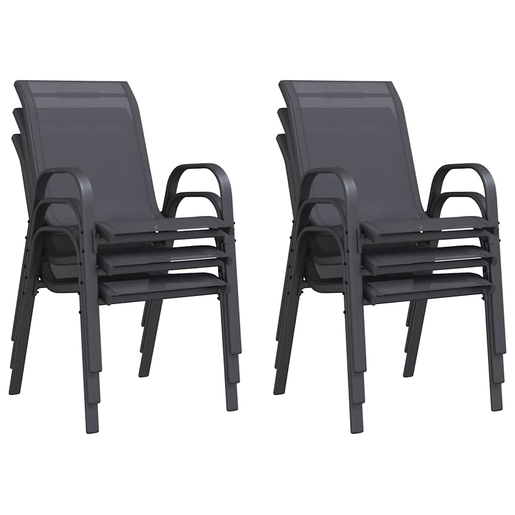 vidaXL Καρέκλες Κήπου Στοιβαζόμενες 6 τεμ. Γκρι από Ύφασμα Textilene