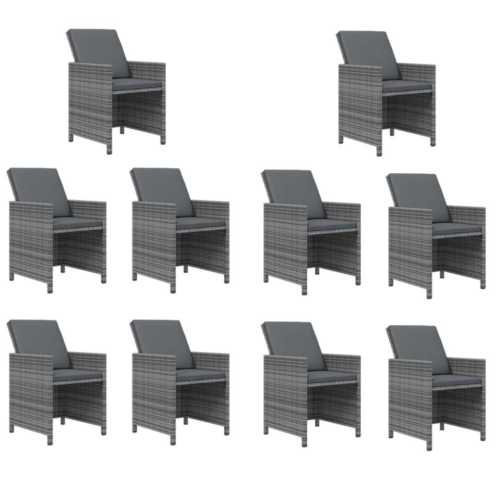 vidaXL Σετ Τραπεζαρίας Κήπου 11 τεμ. Γκρι από Συνθ. Ρατάν με Μαξιλάρια