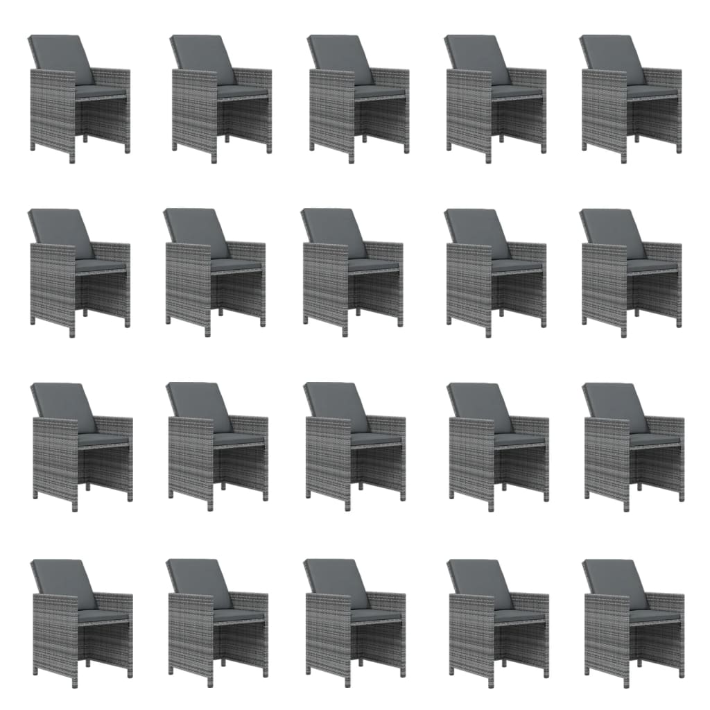 vidaXL Σετ Τραπεζαρίας Κήπου 21 τεμ. Γκρι Συνθ. Ρατάν με Μαξιλάρια