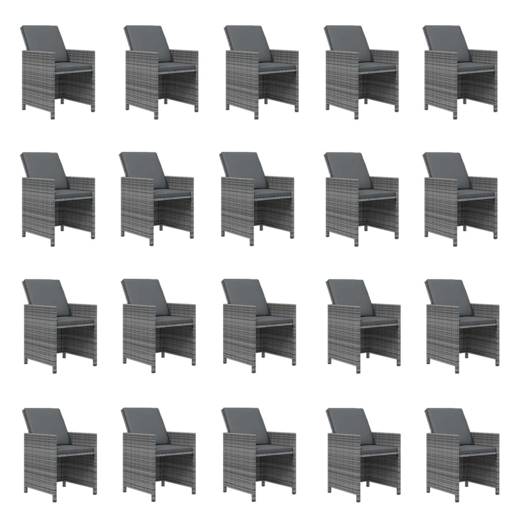 vidaXL Σετ Τραπεζαρίας Κήπου 21 τεμ. Γκρι Συνθ. Ρατάν με Μαξιλάρια