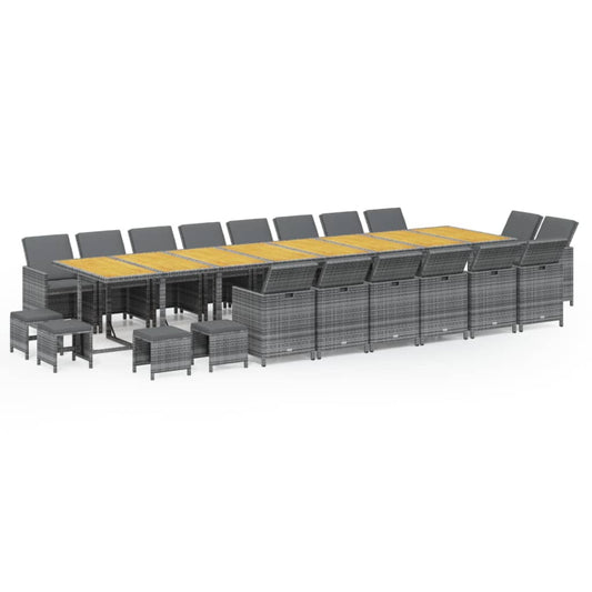 vidaXL Σετ Τραπεζαρίας Κήπου 21 τεμ. Γκρι Συνθ. Ρατάν με Μαξιλάρια