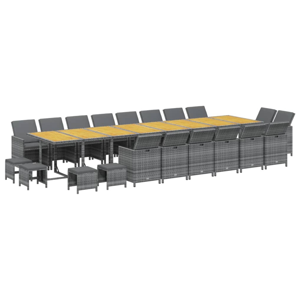 vidaXL Σετ Τραπεζαρίας Κήπου 21 τεμ. Γκρι Συνθ. Ρατάν με Μαξιλάρια