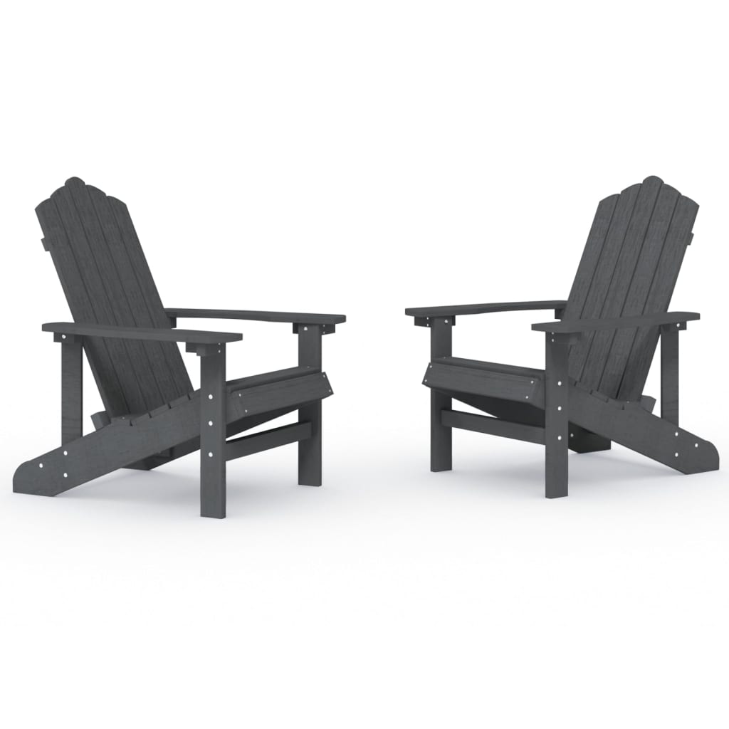vidaXL Καρέκλες Κήπου Adirondack 2 τεμ. Ανθρακί από HDPE